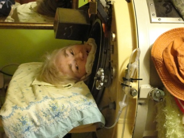 Martha Lillard in her iron lung